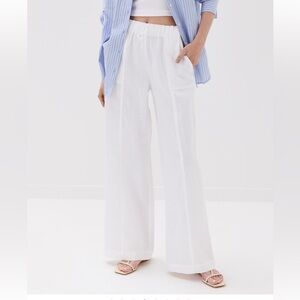 Reformation Declan linen White Wide-Leg Pants